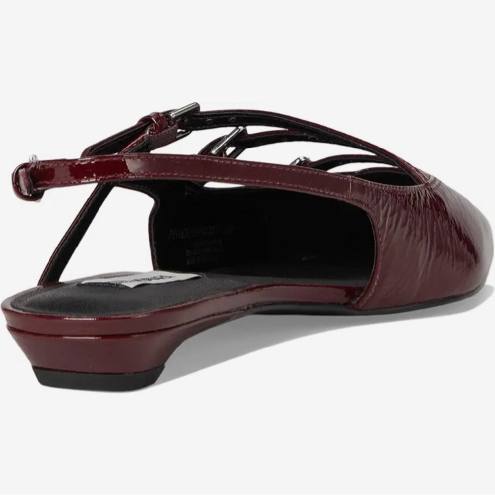 Steve Madden Peony Burgundy Patent Women's Slingback Flats - Picture 3 of 10